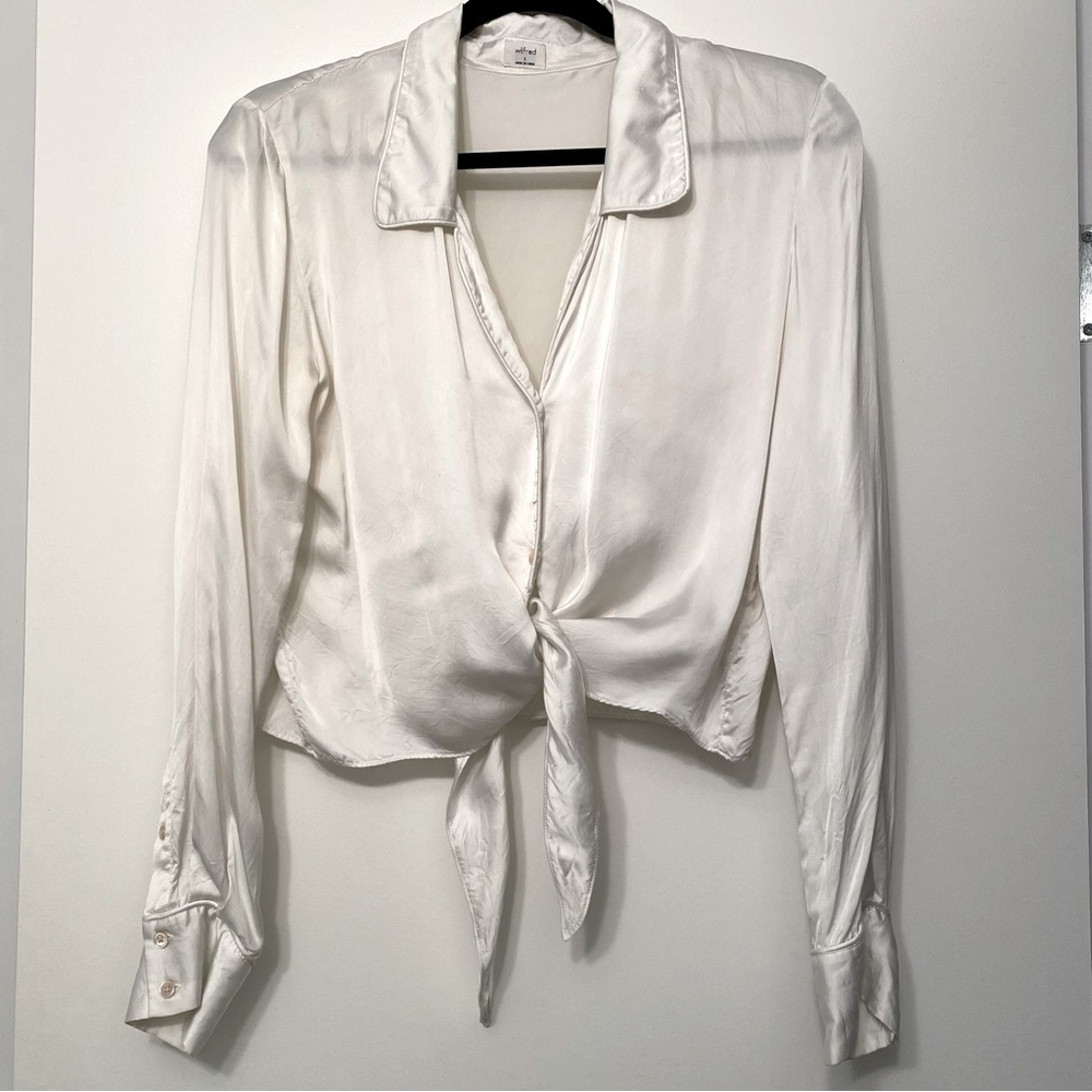 Wilfred Tie-Front Satin Blouse